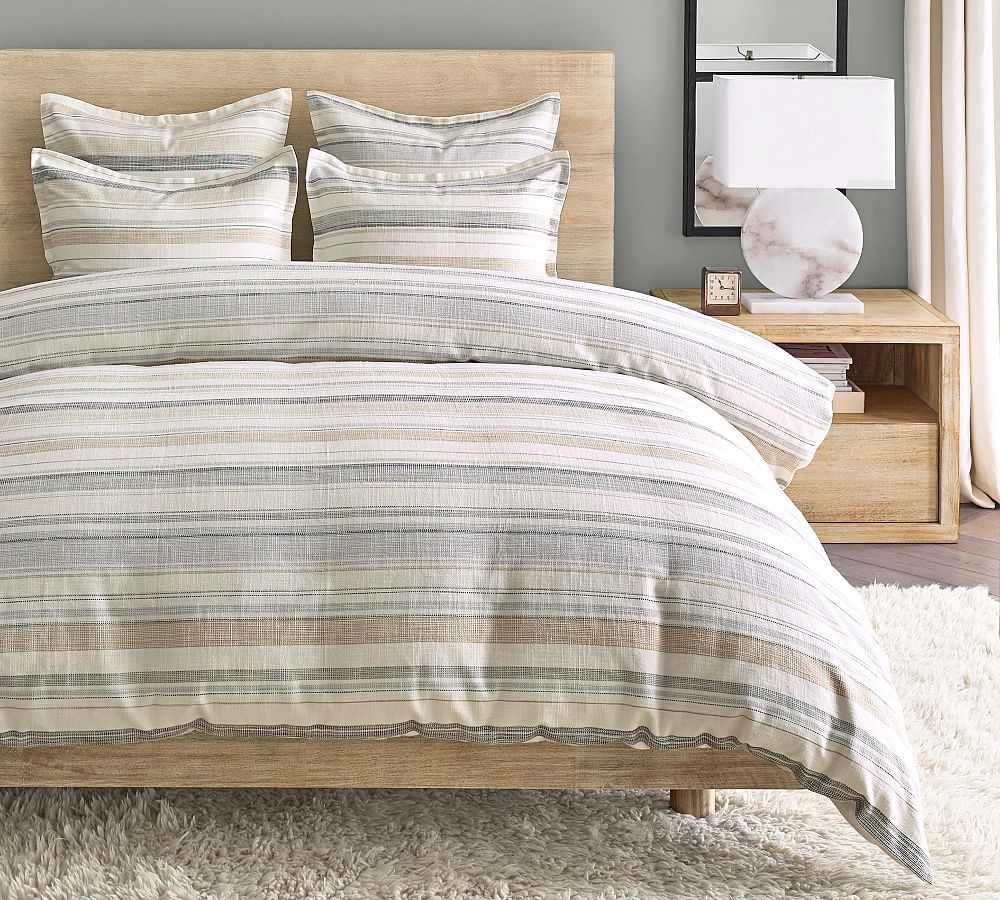 Clayton Striped Cotton Duvet Cover | Pottery Barn (US)