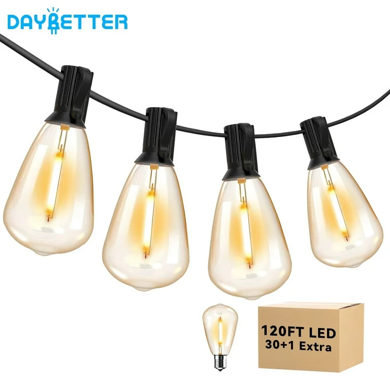 DAYBETTER Outdoor String Lights, Waterproof 120FT Patio Lights, 30 Shatterproof Bulbs,  Hanging L... | Walmart (US)