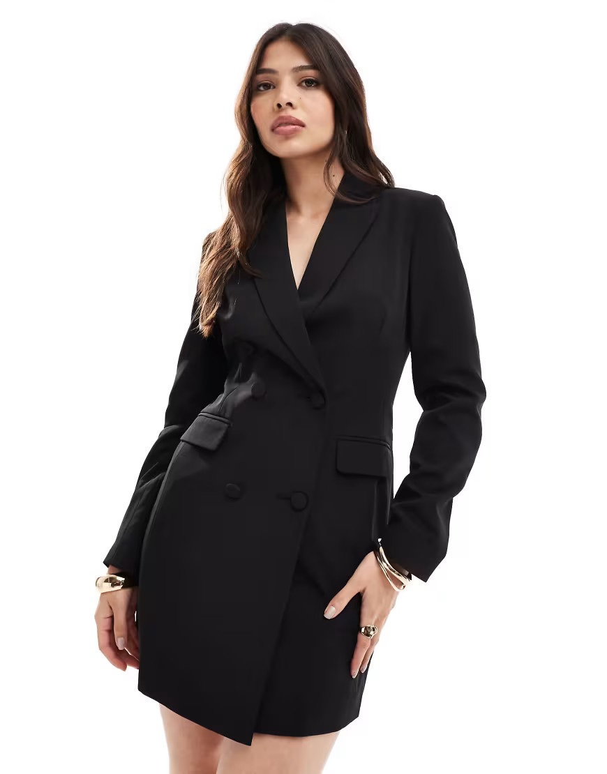 Miss Selfridge fitted waist blazer dress in black | ASOS (Global)