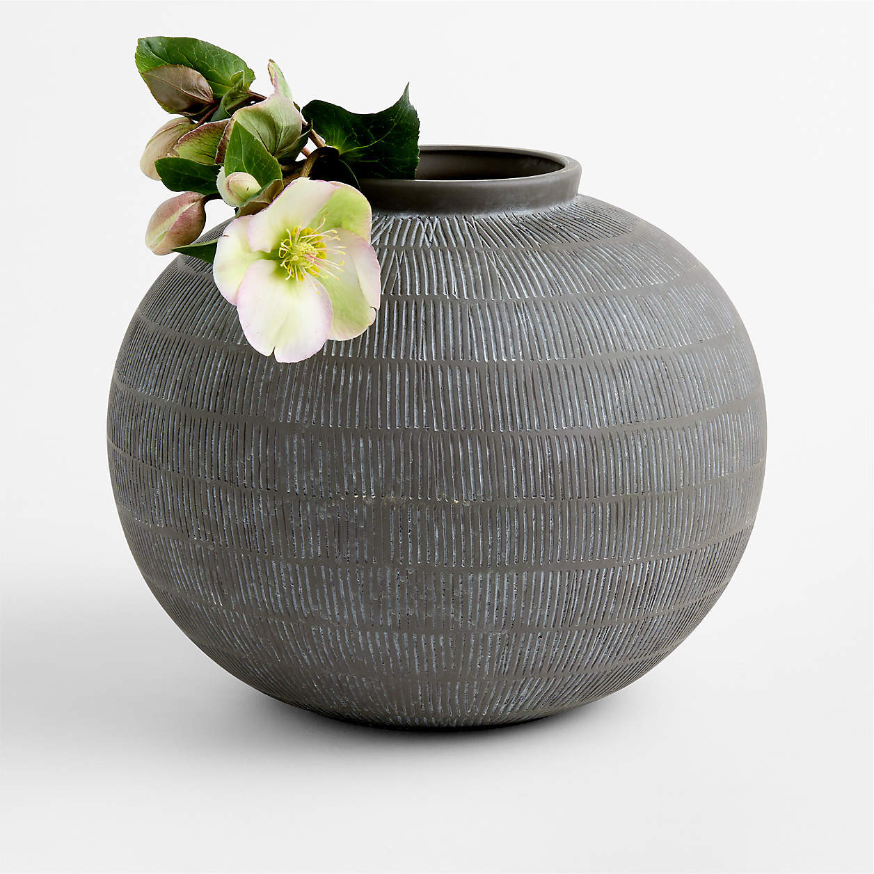 Hawthorne Small Black Round Vase 10" | Crate & Barrel | Crate & Barrel
