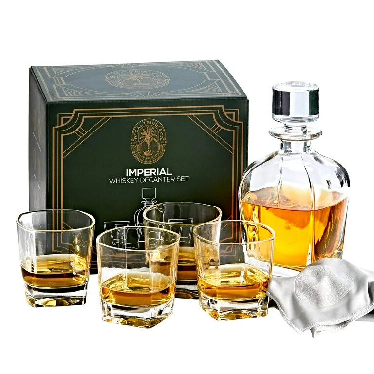 Whiskey Decanter Sets | 4 Imperial Tumblers Whisky Decanter & Glass Set | Crystal - Walmart.com | Walmart (US)