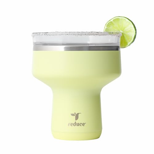 REDUCE Saltini 16 oz Cocktail Tumbler - Insulated Margarita Tumbler with Lid - Keeps Drinks Cold for 10 Hours - 360 Sippable Martini Glass Alternative - Shatterproof, Perfect for Parties - Lemon Luau | Amazon (US)