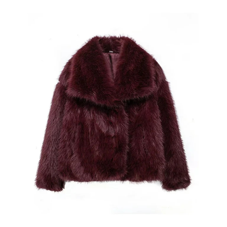 Bmnmsl Women Faux Fur Coat Long Sleeve Lapel Collar Warm Fleece Jacket Female Casual Winter Outwe... | Walmart (US)