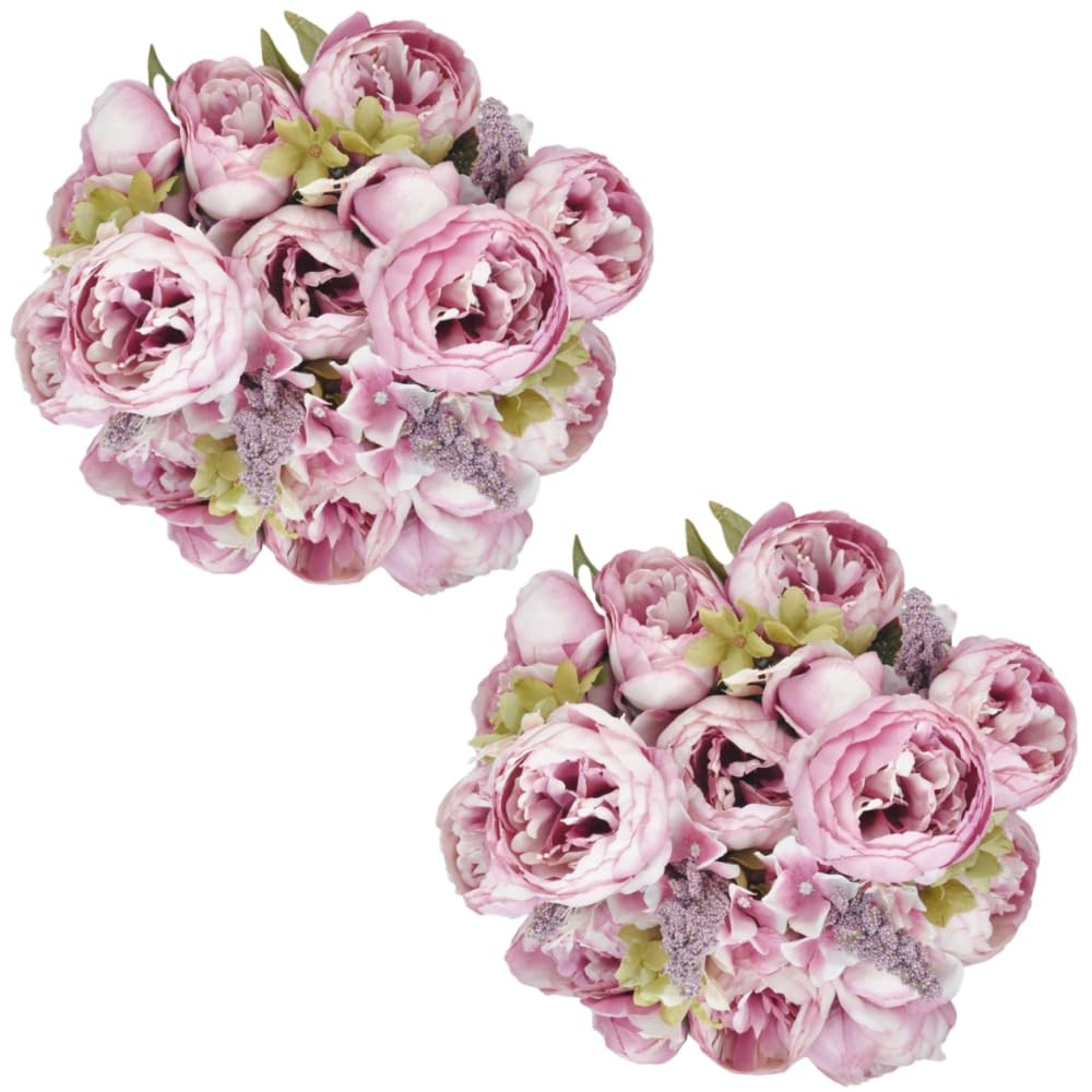 2 Packs Artificial Peony Flowers Silk Peonies Fake Flower Bouquet Arrangements for Home Wedding P... | Amazon (US)