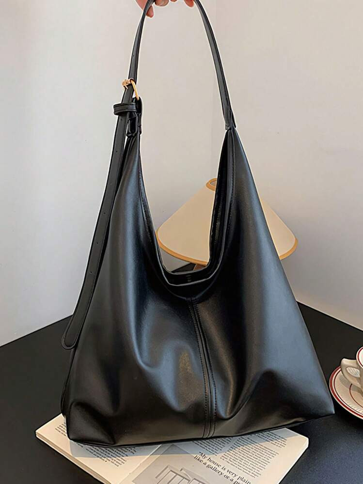 PU Leather Tote Bag Slouchy Magnetic Closure Hobo Bag For Daily Essentials, Outings, School | SHEIN