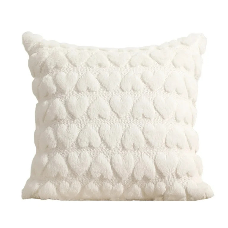 AuroraX Beige Throw Pillows 18x18 inch,Large Heart Shaped Aesthetic Winter Soft Pillow with Inser... | Walmart (US)