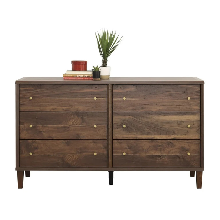 Sauder Willow Place Engineered Wood 6 Drawer Dresser in Grand Walnut | Walmart (US)