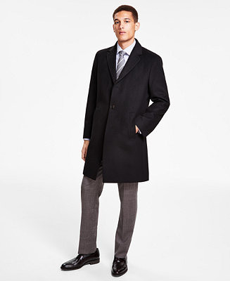 Men's Classic-Fit Solid Overcoats | Macy's