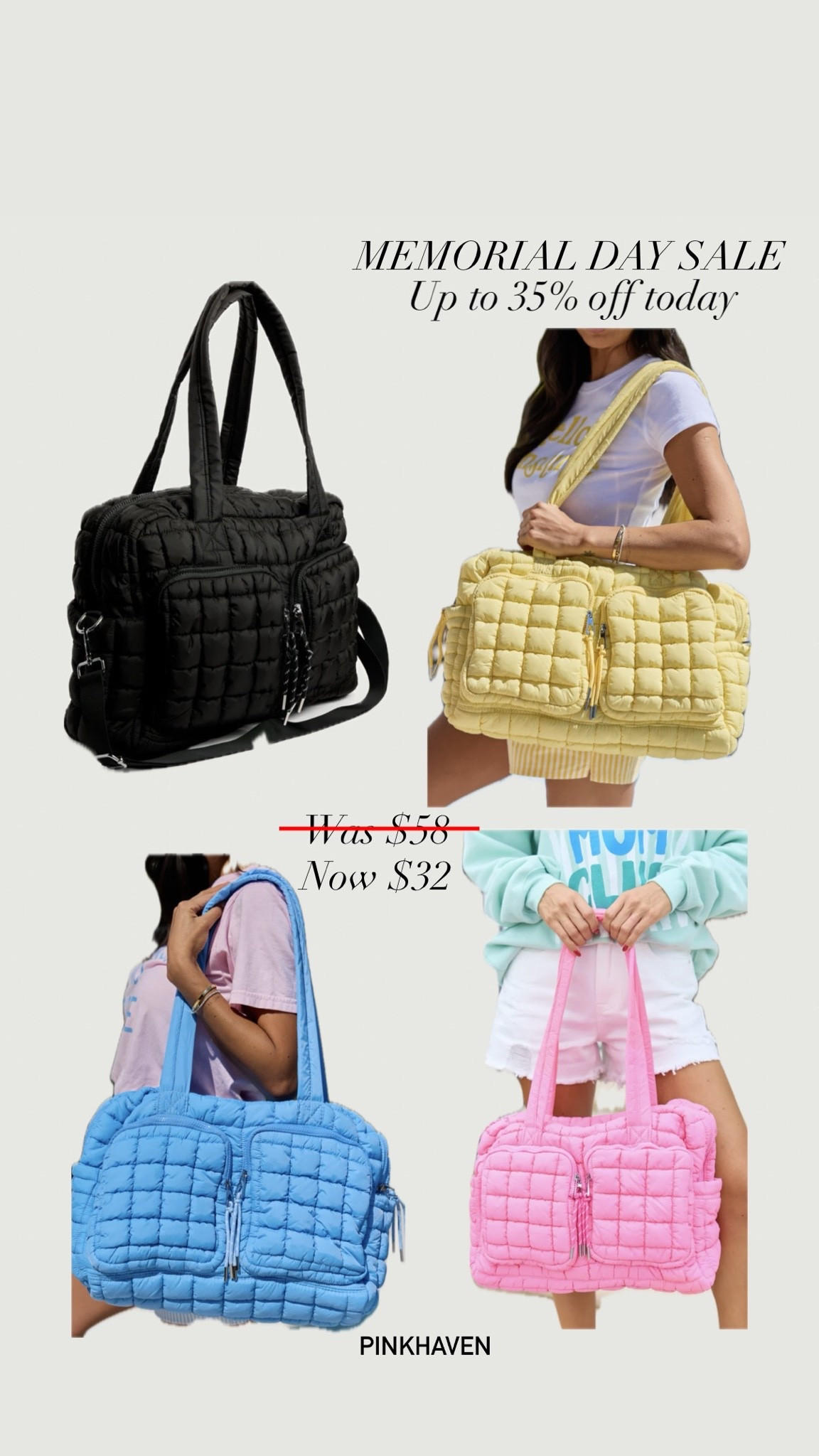 Viral weekender bag on sale for Memorial Day. Has so many pockets and soft quilt exterior. Great gift idea for her too. 

#sale #travel #weekender #blue #black #yellow #pink 

Travel bag, travel must have, duffle, weekender