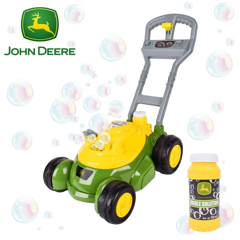 John Deere Bubble-N-Go Toy Lawn Mower Automatic Bubble Machine No Batteries Required Age 3+ Years | Walmart (US)