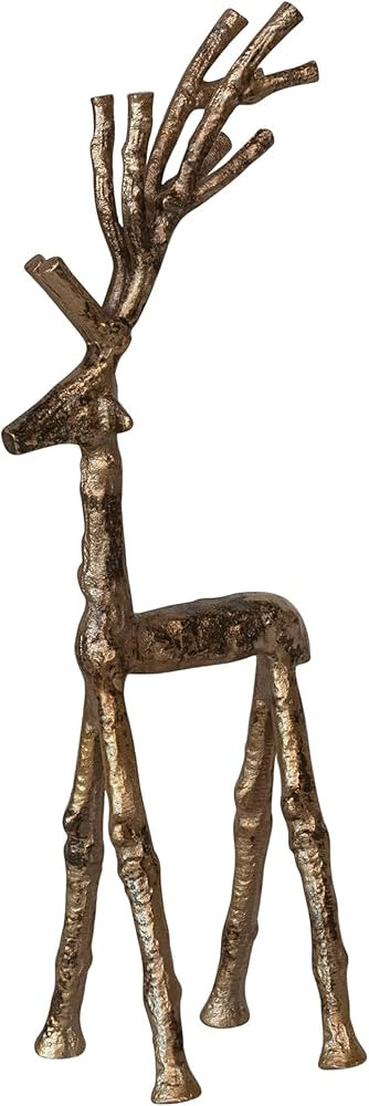 Creative Co-Op Cast Aluminum Twig Deer Decor, Antique Gold Finish | Amazon (US)