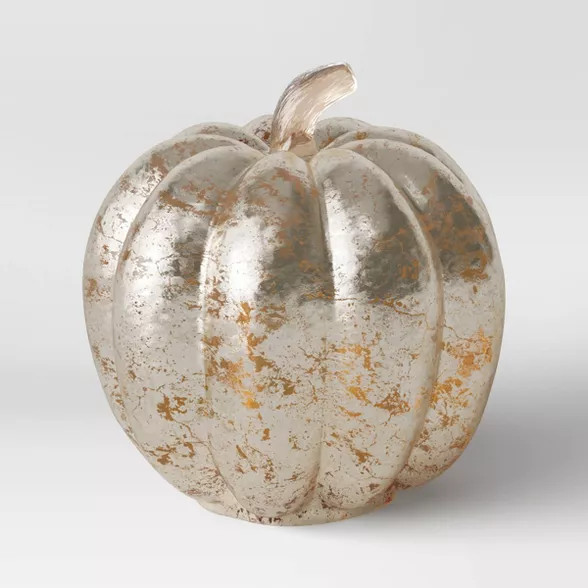 5.7" x 5" Glass/Tin Pumpkin Figurine Gold - Threshold™ | Target
