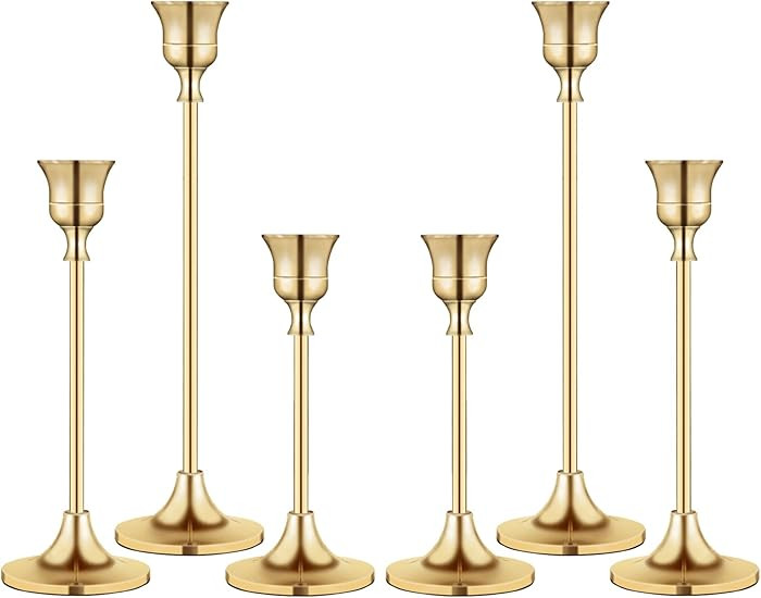 Candlestick Holders,Taper Candle Holder for Candlesticks Gold Brass Vintage Candle Stick Candle H... | Amazon (US)