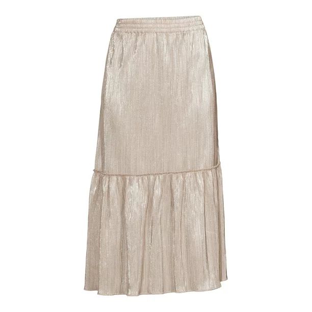 Time and Tru Plisse Midi Skirt - Walmart.com | Walmart (US)