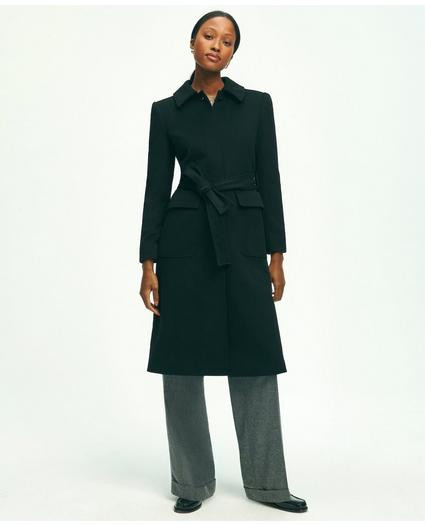 Brushed Wool Twill Wrap Coat | Brooks Brothers