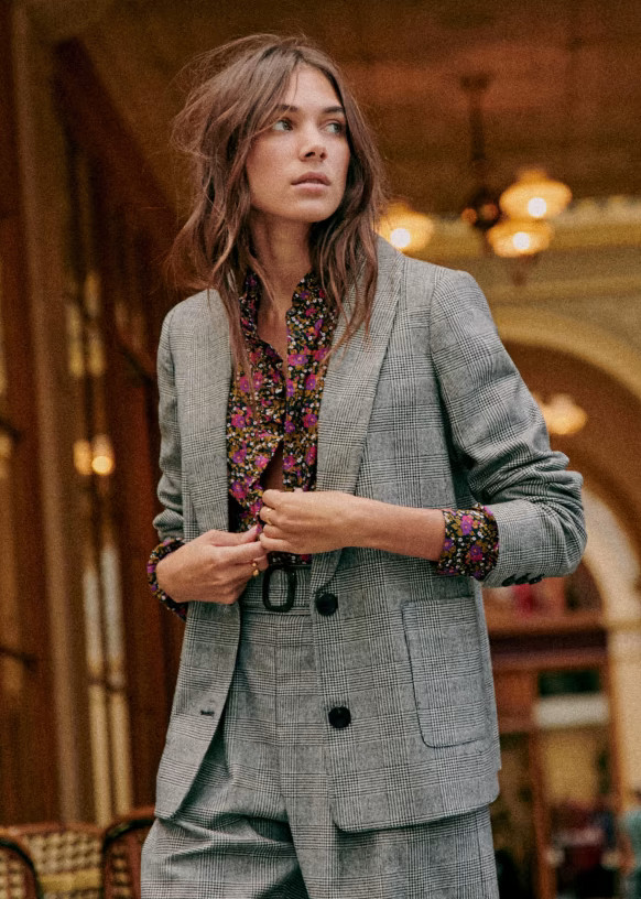 Tina Jacket - London check print - Wool - Sézane | Sezane Paris