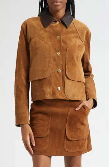Veronica Beard Walters Crop Suede Barn Jacket | Nordstrom | Nordstrom