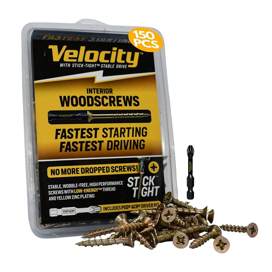 Velocity Interior 1 1/8 Inch Wood Screws DIY Pack (Size #8, 150 Pcs) – Zinc and Yellow Coating,... | Amazon (US)