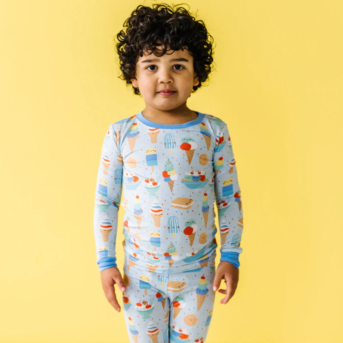 Blueberry Ice Cream Social Two-Piece Bamboo Viscose Pajama Set | Little Sleepies