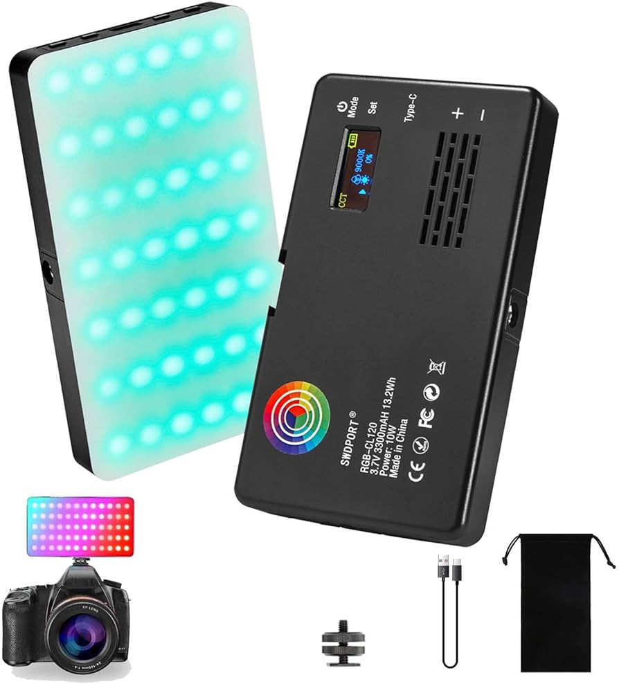 RGB Video Light Pocket LED On-Camera Lights camera lighting Built-in 3100mAh Rechargeable Battery... | Amazon (US)