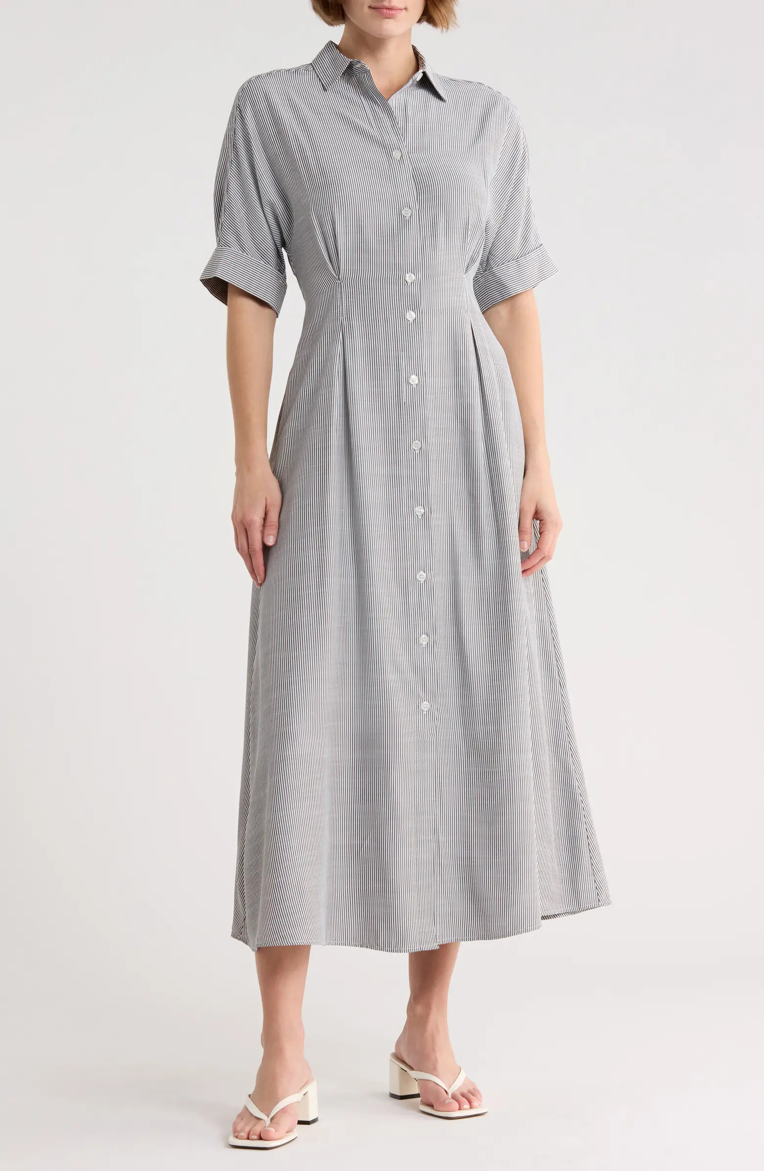 Stripe Short Sleeve Maxi Shirtdress | Nordstrom Rack