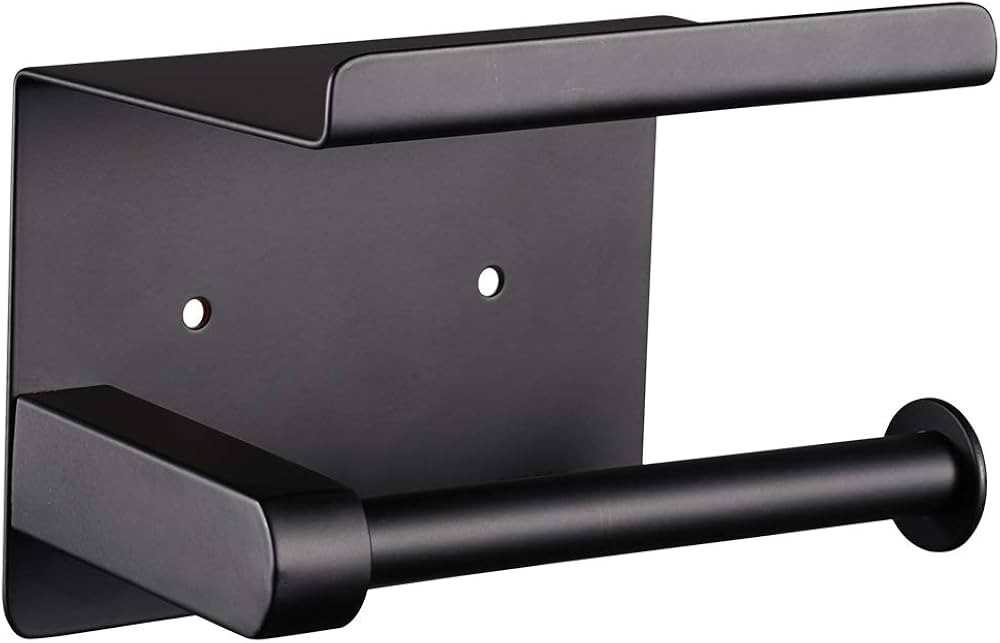 Adhesive Toilet Paper Holder with Shelf, SUS304 Stainless Steel Toilet Paper Roll Holder, Mega Ro... | Amazon (US)