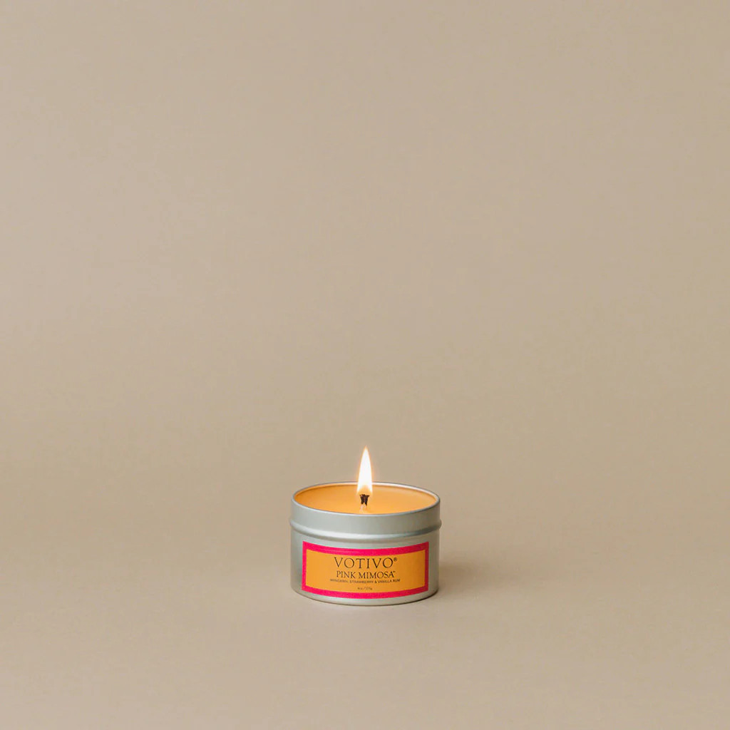 Aromatic Travel Tin Candle-Pink Mimosa | Votivo