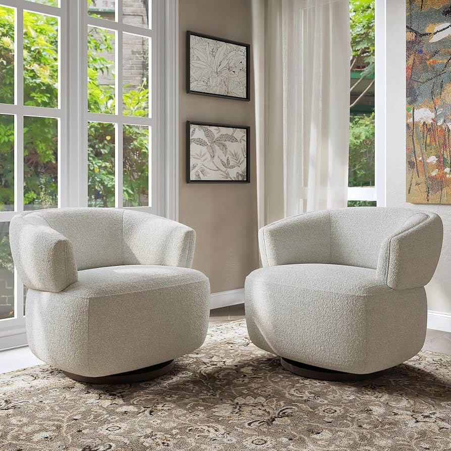 Swivel Barrel Chair Set of 2, Oversized Accent Chair for Living Room，Lounge Sofa Chair with 360... | Amazon (US)