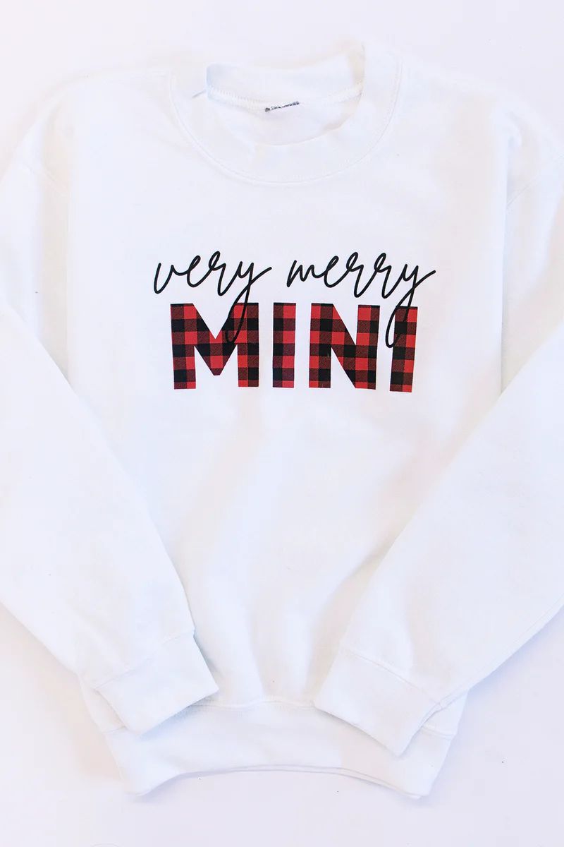 Very Merry Mini Graphic White Sweatshirt | The Pink Lily Boutique