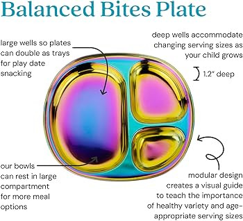 Ahimsa Stainless Steel Kids Plates - Divided Toddler Plates, Pediatrician Designed, Non Toxic Tod... | Amazon (US)