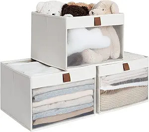 StorageWorks Closet Storage Bins, Large Storage Baskets with Clear Window and Handles, Foldable F... | Amazon (US)