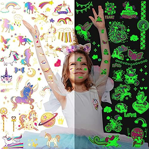 210pcs Glow Temporary Tattoos For Kids,Mixed Styles Glow In The Dark Tattoos,Luminous Tattoo Sticker | Amazon (US)