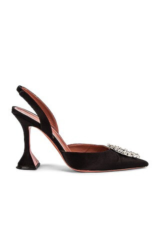 AMINA MUADDI Begum Satin Sling Pump in Black - Black. Size 36 (also in ). | FWRD 