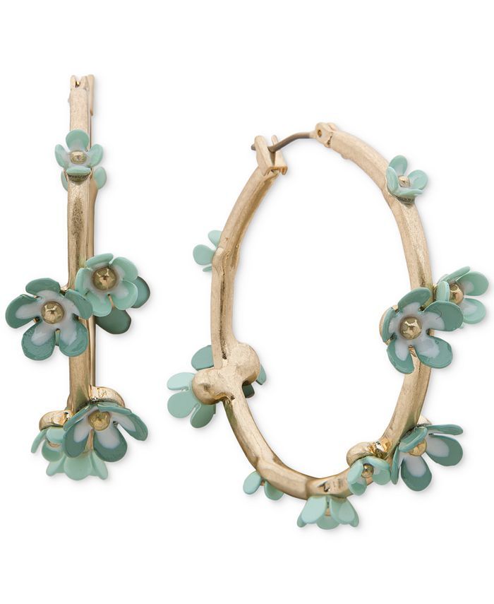 lonna & lilly Gold-Tone Floral Hoop Earrings, 1.75 | Macys (US)