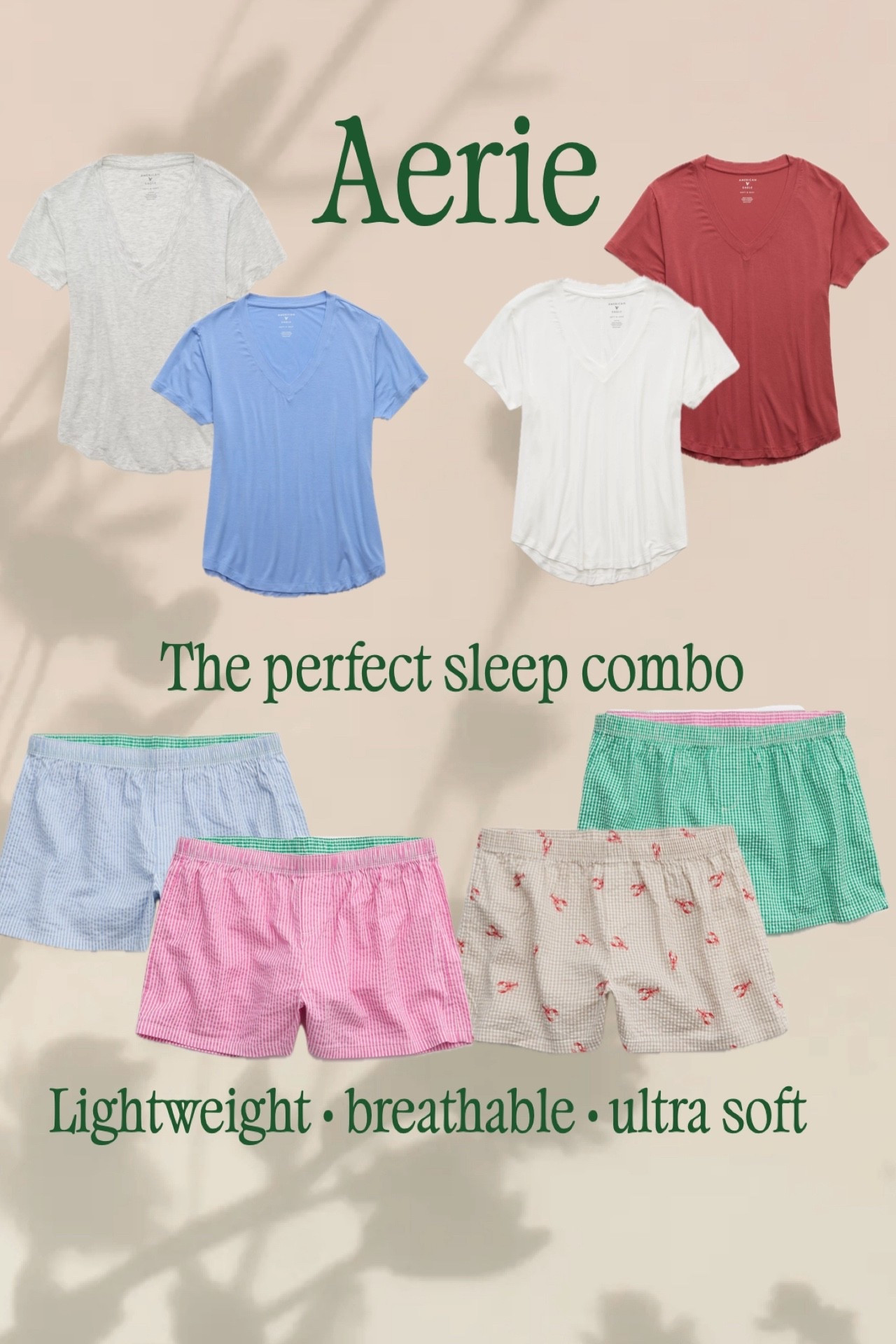 My go-to sleep combo lately 🤍

These super soft Aerie tees + these lightweight seersucker boxers are the perfect mix of comfy and effortlessly cute.

They’re breathable, don’t cling, and are SO good if you run warm at night (Florida girls get it 😅)

Wearing this combo on repeat lately—linked everything for you here ✨

#LTKstyle #lounge #LTKfinds 

#LTKSaleAlert #LTKSeasonal