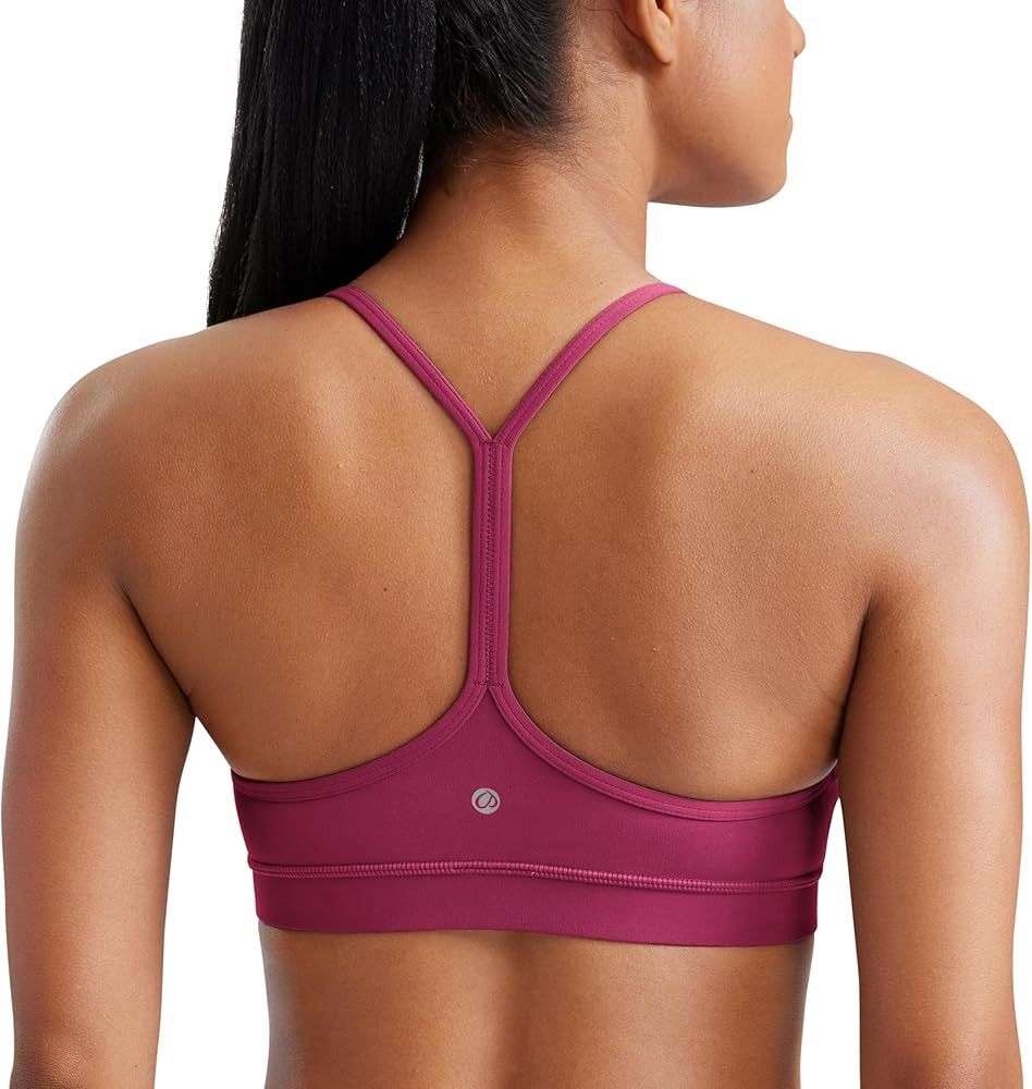CRZ YOGA Butterluxe Womens Y Back Sports Bra - Padded Racerback Low Impact Spaghetti Thin Strap W... | Amazon (US)