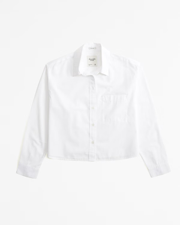Oversized Cropped Poplin Shirt | Abercrombie & Fitch (US)