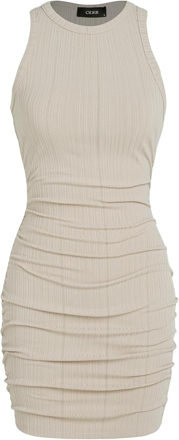 CIDER Ruched Knit Sleeveless Mini Dress | Amazon (US)