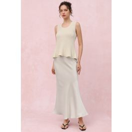 Satin Finish Mermaid Maxi Skirt in Ivory | Chicwish