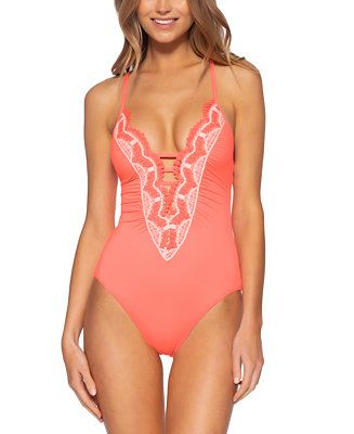 Becca Delilah Plunge One-Piece Swimsuit & Reviews - Swimsuits & Cover-Ups - Women - Macy's | Macys (US)
