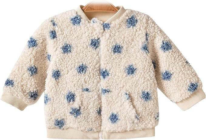 Baby Girls Fleece Jacket with Zipper, Soft Cotton Lining Outwear for 3-24 Months Infant Toddler | Amazon (US)