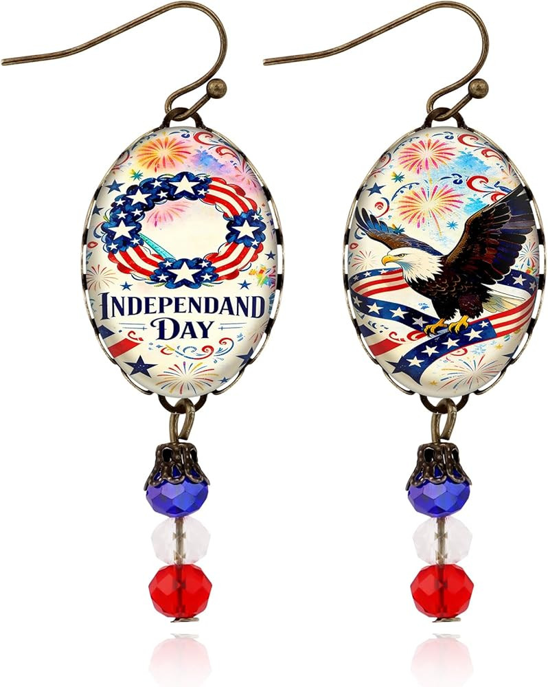 4Th of July Earrings for Women, Patriotic Vintage Earrings with Red White and Blue Crystal Beads,... | Amazon (US)