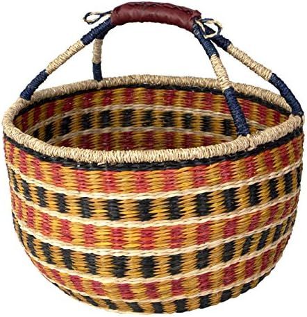 Wicker Bolga Basket Woven Picnic Basket Empty Straw Market Baskets with Handles | Circle Willow E... | Amazon (US)