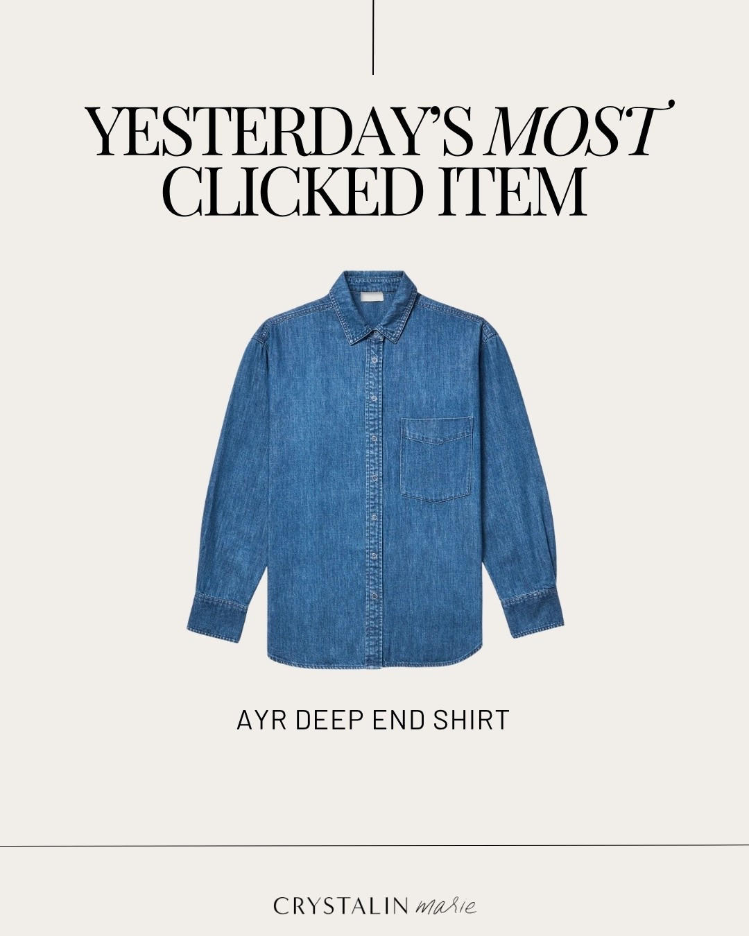 AYR Deep End Shirt- the best denim shirt! perfect wash and drape. i’m in the xs.

#LTKmomlife #LTKPetite #LTKOver40