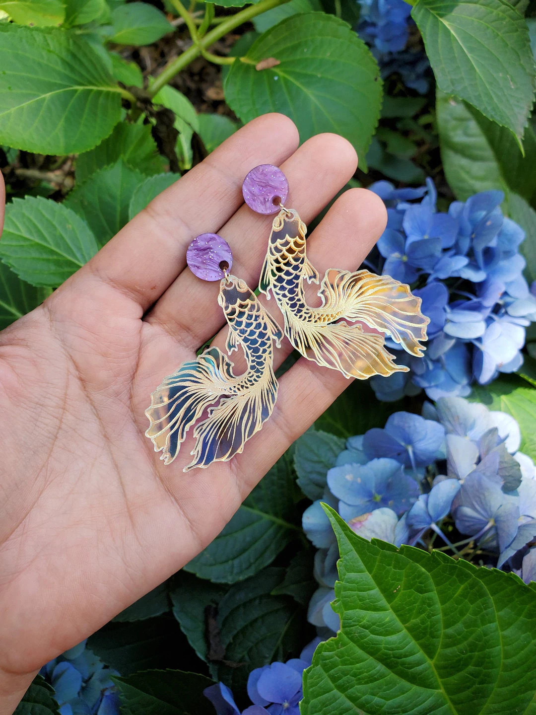 Iridescent Koi Dangle Earrings | Etsy (US)