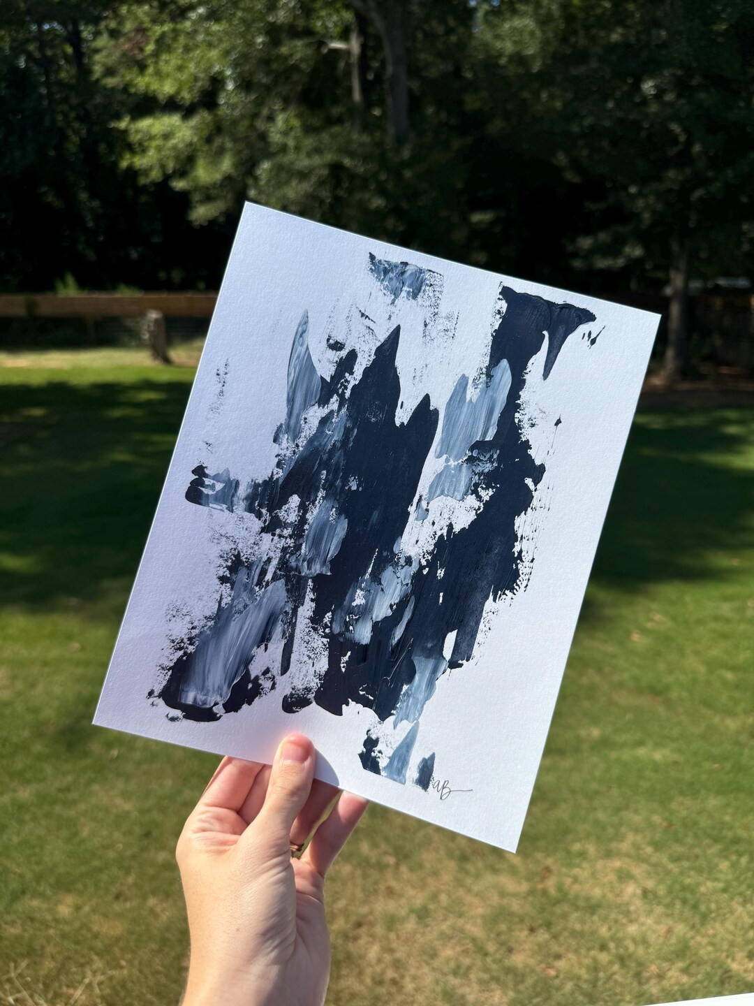 Navy Abstract Art / Abstract Painting / Gallery Wall Art - Etsy | Etsy (US)