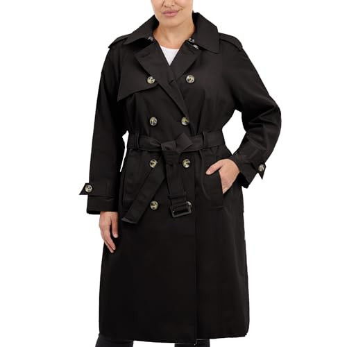 LONDON FOG womens Double-breasted 3/4 Length Belted Trenchcoat, Black, Medium US | Amazon (US)