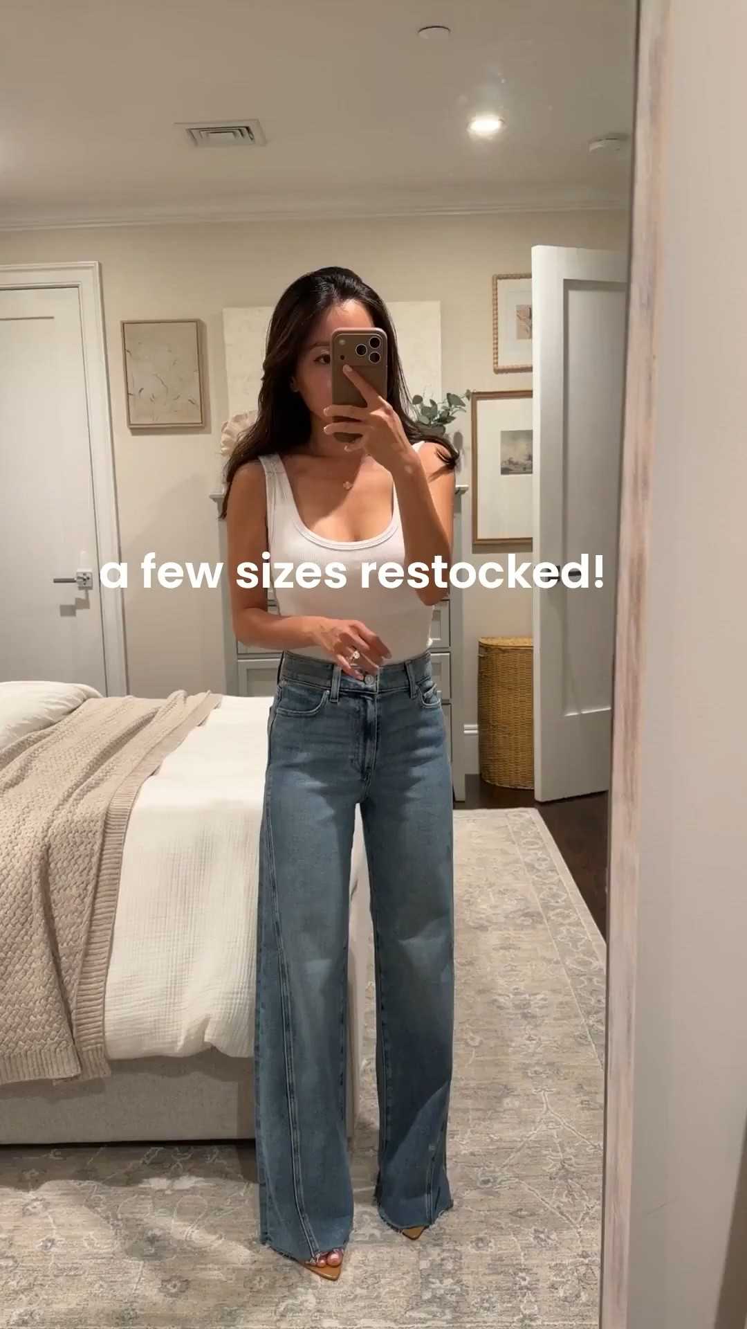• Sale Paige Anessa jeans 24 “Explorer” wash, TTS and longer full length. Petites can cut the hems shorter. This pair has a 10.75” rise and 30” inseam and I’m trying on with 3” heels.

This same twist seam Anessa also comes in a cropped 27” length that is also on sale! 
• mango heels 5
• Abercrombie built in bra tank XS the bottom half is a little semi sheer on the white color 

Nordstrom sale, designer denim on sale, petite friendly jeans

#LTKPetite #LTKSaleAlert #LTKootd