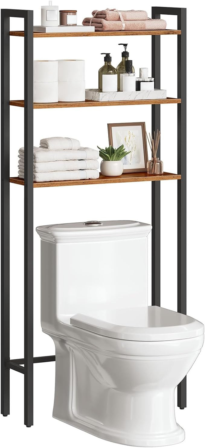HOOBRO Over The Toilet Storage, 3-Tier Industrial Bathroom Organizer, Bathroom Space Saver with M... | Amazon (US)