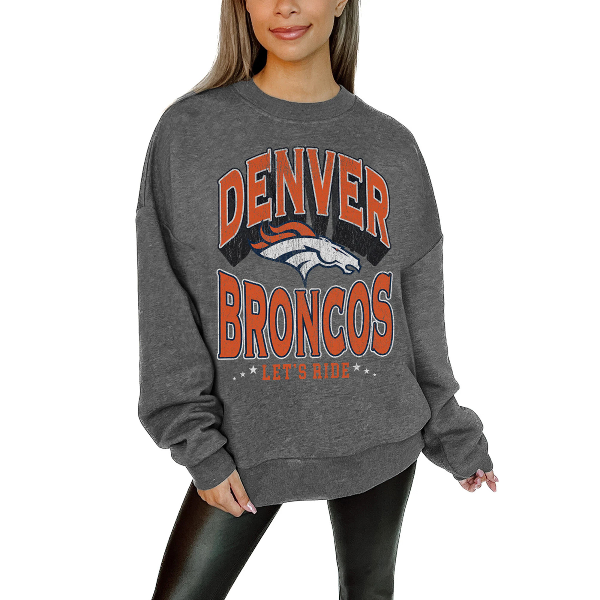 Denver Broncos Gameday Couture Women's Oversized Long Weekend Premium Fleece Drop Shoulder Pullov... | Fanatics